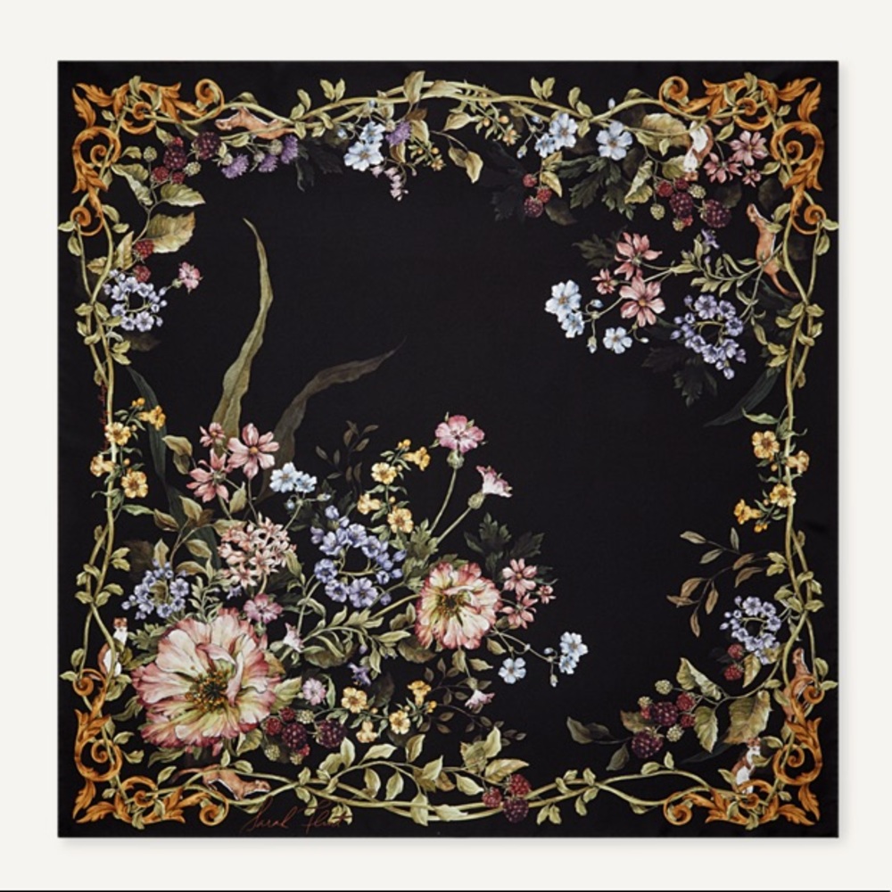 Sarah Flint Silk Yorkshire Floral Scarf 90 NWT